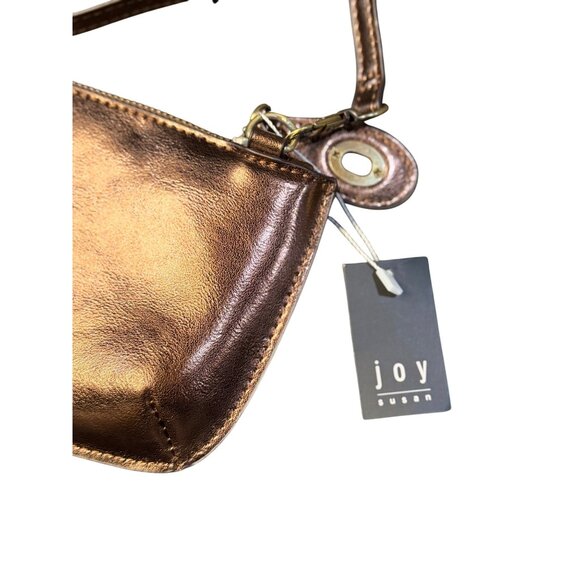 NWT Joy Susan Liquid Metal Copper Mini Crossbody Wristlet Purse 9"x4.5" Stylish - Picture 3 of 10
